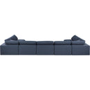  Manufacturer Color_Navy -- Comfy 197" Navy Linen Textured Fabric Upholstered 7 pc Modular Sectional IMAGE 3