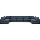  Manufacturer Color_Navy -- Comfy 197" Navy Linen Textured Fabric Upholstered 7 pc Modular Sectional IMAGE 4