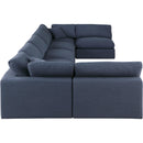  Manufacturer Color_Navy -- Comfy 197" Navy Linen Textured Fabric Upholstered 7 pc Modular Sectional IMAGE 5