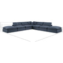  Manufacturer Color_Navy -- Comfy 157" Navy Linen Textured Fabric Upholstered 7 pc Modular Sectional IMAGE 10