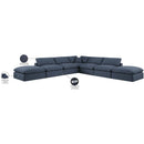  Manufacturer Color_Navy -- Comfy 157" Navy Linen Textured Fabric Upholstered 7 pc Modular Sectional IMAGE 11