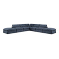  Manufacturer Color_Navy -- Comfy 157" Navy Linen Textured Fabric Upholstered 7 pc Modular Sectional IMAGE 1