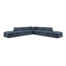  Manufacturer Color_Navy -- Comfy 157" Navy Linen Textured Fabric Upholstered 7 pc Modular Sectional IMAGE 1