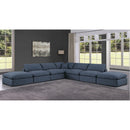  Manufacturer Color_Navy -- Comfy 157" Navy Linen Textured Fabric Upholstered 7 pc Modular Sectional IMAGE 2