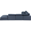  Manufacturer Color_Navy -- Comfy 157" Navy Linen Textured Fabric Upholstered 7 pc Modular Sectional IMAGE 3