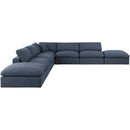  Manufacturer Color_Navy -- Comfy 157" Navy Linen Textured Fabric Upholstered 7 pc Modular Sectional IMAGE 4
