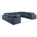  Manufacturer Color_Navy -- Comfy 158" Navy Linen Textured Fabric Upholstered 8 pc Modular Sectional IMAGE 10