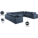  Manufacturer Color_Navy -- Comfy 158" Navy Linen Textured Fabric Upholstered 8 pc Modular Sectional IMAGE 11