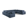  Manufacturer Color_Navy -- Comfy 158" Navy Linen Textured Fabric Upholstered 8 pc Modular Sectional IMAGE 1