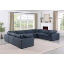  Manufacturer Color_Navy -- Comfy 158" Navy Linen Textured Fabric Upholstered 8 pc Modular Sectional IMAGE 2