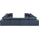  Manufacturer Color_Navy -- Comfy 158" Navy Linen Textured Fabric Upholstered 8 pc Modular Sectional IMAGE 3