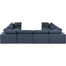 Meridian Comfy Navy Linen Textured Fabric Modular Sectional IMAGE 3