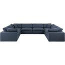  Manufacturer Color_Navy -- Comfy 158" Navy Linen Textured Fabric Upholstered 8 pc Modular Sectional IMAGE 4