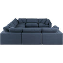  Manufacturer Color_Navy -- Comfy 158" Navy Linen Textured Fabric Upholstered 8 pc Modular Sectional IMAGE 5