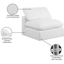  Manufacturer Color_White -- Comfy White Linen Textured Fabric Upholstered Modular Armless Chair IMAGE 10