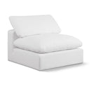  Manufacturer Color_White -- Comfy White Linen Textured Fabric Upholstered Modular Armless Chair IMAGE 1