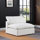  Manufacturer Color_White -- Comfy White Linen Textured Fabric Upholstered Modular Armless Chair IMAGE 2