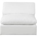 Meridian Comfy White Linen Textured Fabric Modular Armless Chair IMAGE 4