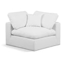 Manufacturer Color_White -- Comfy White Linen Textured Fabric Upholstered Modular Corner Chair IMAGE 1