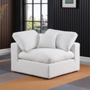  Manufacturer Color_White -- Comfy White Linen Textured Fabric Upholstered Modular Corner Chair IMAGE 2