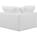 Meridian Comfy White Linen Textured Fabric Modular Corner Chair IMAGE 3