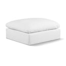  Manufacturer Color_White -- Comfy White Linen Textured Fabric Upholstered Modular Ottoman IMAGE 1