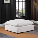  Manufacturer Color_White -- Comfy White Linen Textured Fabric Upholstered Modular Ottoman IMAGE 2