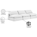  Manufacturer Color_White -- Comfy 117" White Linen Textured Fabric Upholstered 3 pc Armless Modular Sofa IMAGE 10