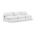  Manufacturer Color_White -- Comfy 117" White Linen Textured Fabric Upholstered 3 pc Armless Modular Sofa IMAGE 1