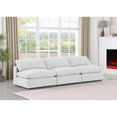  Manufacturer Color_White -- Comfy 117" White Linen Textured Fabric Upholstered 3 pc Armless Modular Sofa IMAGE 2