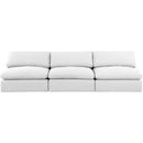  Manufacturer Color_White -- Comfy 117" White Linen Textured Fabric Upholstered 3 pc Armless Modular Sofa IMAGE 4