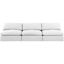 Meridian Comfy White Linen Textured Fabric Modular Sofa IMAGE 4