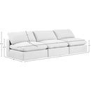  Manufacturer Color_White -- Comfy 117" White Linen Textured Fabric Upholstered 3 pc Armless Modular Sofa IMAGE 9