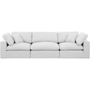  Manufacturer Color_White -- Comfy 119" White Linen Textured Fabric Upholstered 3 pc Modular Sofa IMAGE 4