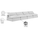  Manufacturer Color_White -- Comfy 156" White Linen Textured Fabric Upholstered 4 pc Armless Modular Sofa IMAGE 10