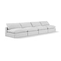  Manufacturer Color_White -- Comfy 156" White Linen Textured Fabric Upholstered 4 pc Armless Modular Sofa IMAGE 1