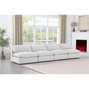  Manufacturer Color_White -- Comfy 156" White Linen Textured Fabric Upholstered 4 pc Armless Modular Sofa IMAGE 2
