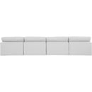  Manufacturer Color_White -- Comfy 156" White Linen Textured Fabric Upholstered 4 pc Armless Modular Sofa IMAGE 3