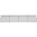 Meridian Comfy White Linen Textured Fabric Modular Sofa IMAGE 3