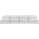  Manufacturer Color_White -- Comfy 156" White Linen Textured Fabric Upholstered 4 pc Armless Modular Sofa IMAGE 4