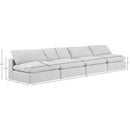 Meridian Comfy White Linen Textured Fabric Modular Sofa IMAGE 9