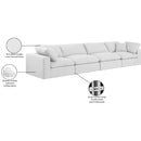  Manufacturer Color_White -- Comfy 158" White Linen Textured Fabric Upholstered 4 pc Modular Sofa IMAGE 10