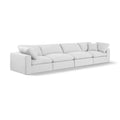  Manufacturer Color_White -- Comfy 158" White Linen Textured Fabric Upholstered 4 pc Modular Sofa IMAGE 1