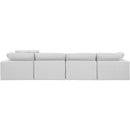  Manufacturer Color_White -- Comfy 158" White Linen Textured Fabric Upholstered 4 pc Modular Sofa IMAGE 3