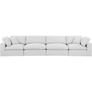  Manufacturer Color_White -- Comfy 158" White Linen Textured Fabric Upholstered 4 pc Modular Sofa IMAGE 4