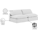  Manufacturer Color_White -- Comfy 78" White Linen Textured Fabric Upholstered 2 pc Armless Modular Loveseat IMAGE 10
