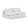  Manufacturer Color_White -- Comfy 78" White Linen Textured Fabric Upholstered 2 pc Armless Modular Loveseat IMAGE 1