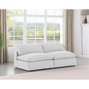  Manufacturer Color_White -- Comfy 78" White Linen Textured Fabric Upholstered 2 pc Armless Modular Loveseat IMAGE 2
