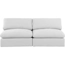  Manufacturer Color_White -- Comfy 78" White Linen Textured Fabric Upholstered 2 pc Armless Modular Loveseat IMAGE 4