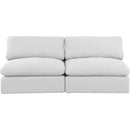 Meridian Comfy White Linen Textured Fabric Modular Sofa IMAGE 4